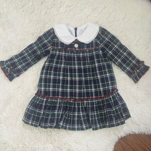 Que Green Plaid Kids Casual Dress